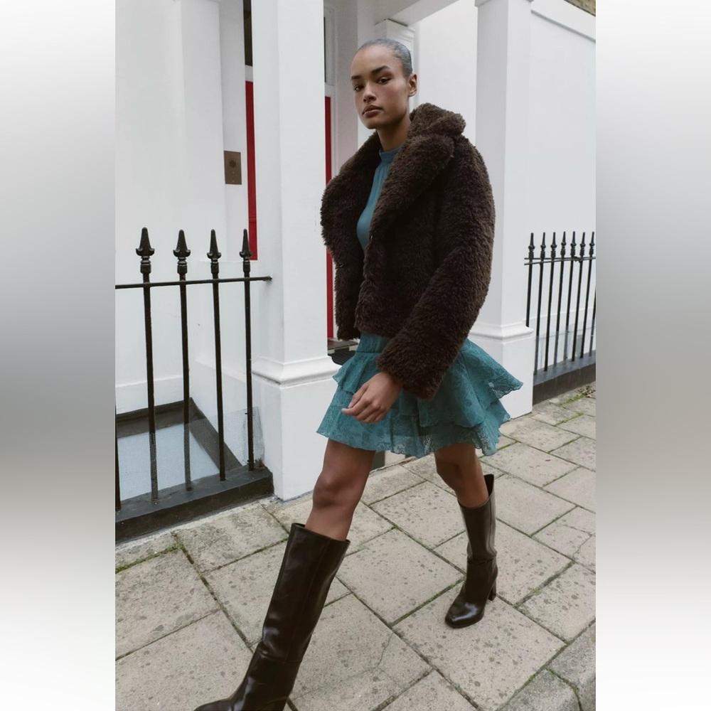 New ZARA Short Fleece Coat